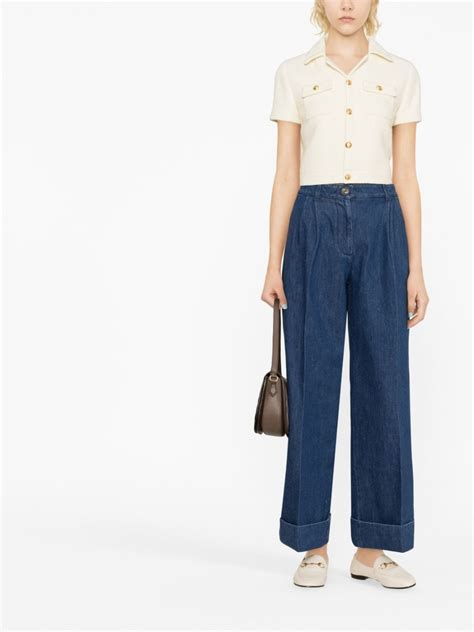 gucci mid-rise wide-leg pants|GUCCI Mid.